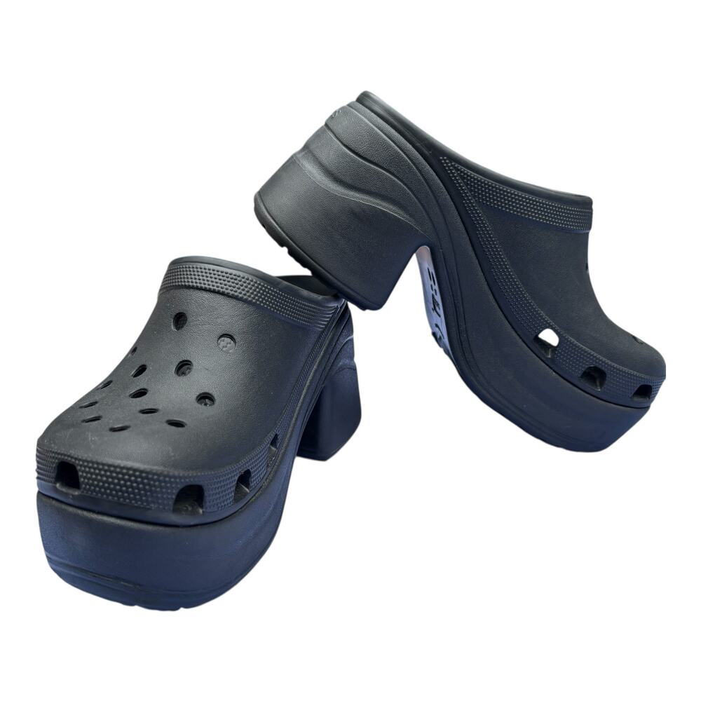 Crocs Siren Clog Men Size 8 Women Size 10 Platform Heel Mule Color- Black